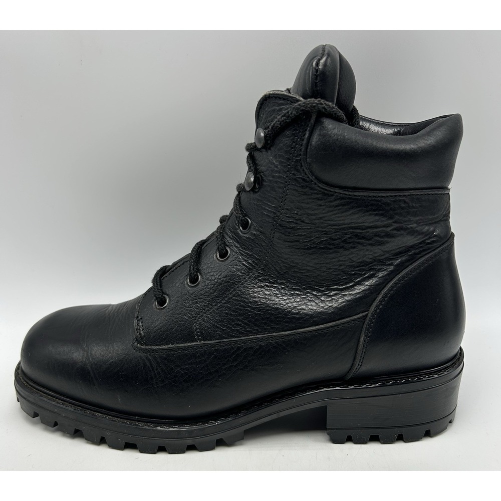LL Bean Combat Boots Womens 11 M Black Leather Lug Sole Lace Up Canada Goth